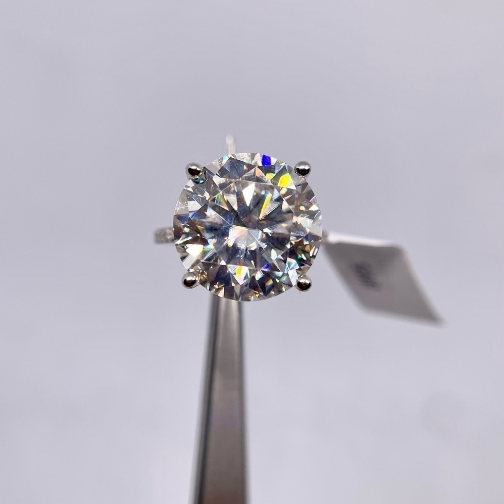 10 Carat Moissanite Engagement Ring Big Beautiful Round Cut Center Size 6.5